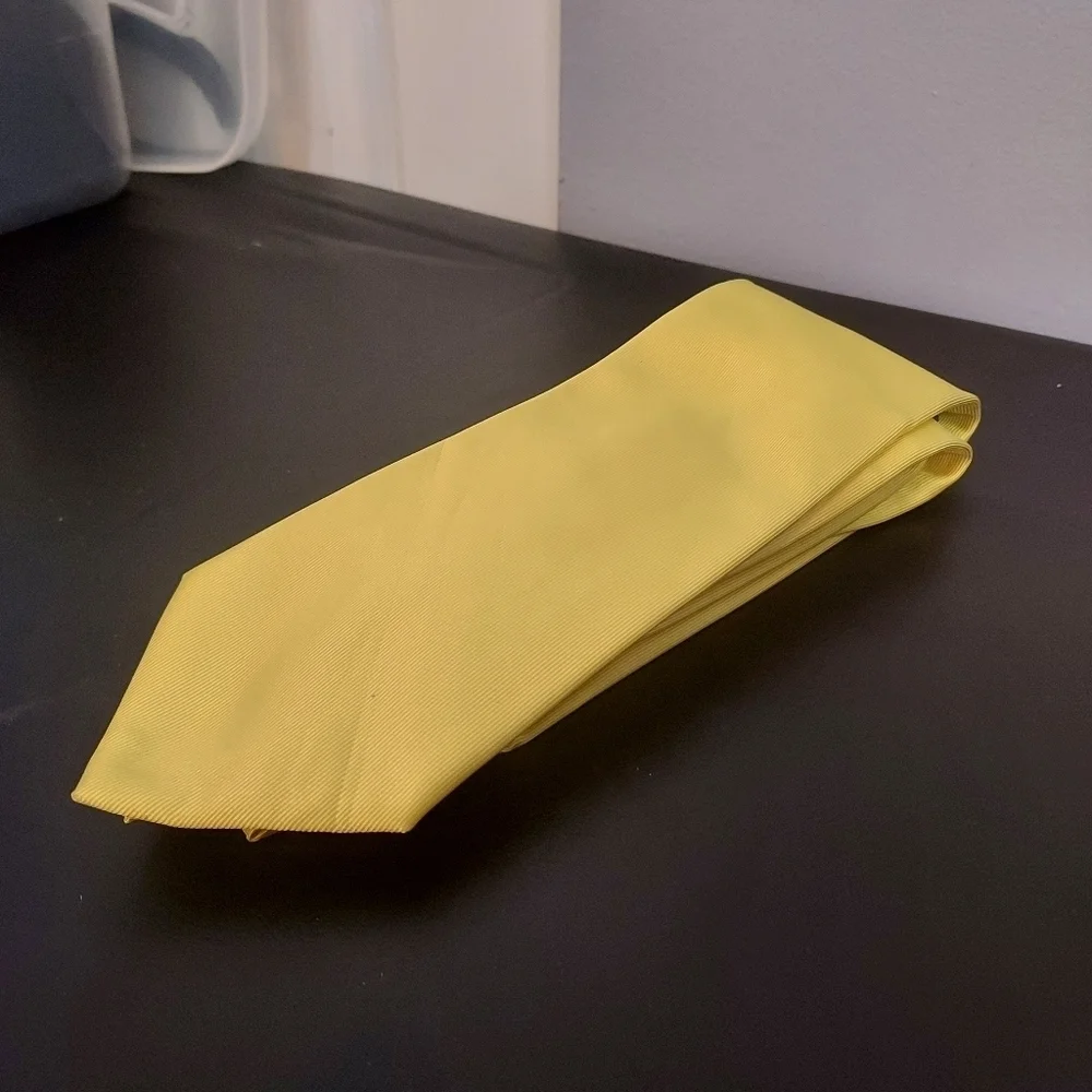 Gabriel Moon Bright Yellow Tie 100% Microfiber Woven Tie Handmade